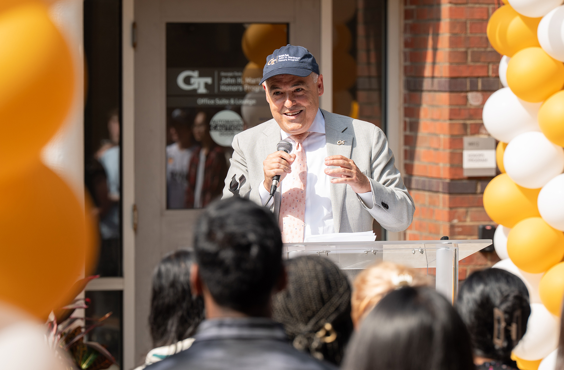 President Ángel Cabrera speaks at the John H. Martinson Honors Program Naming Celebration on Aug. 27. Photo by Joya Chapman.