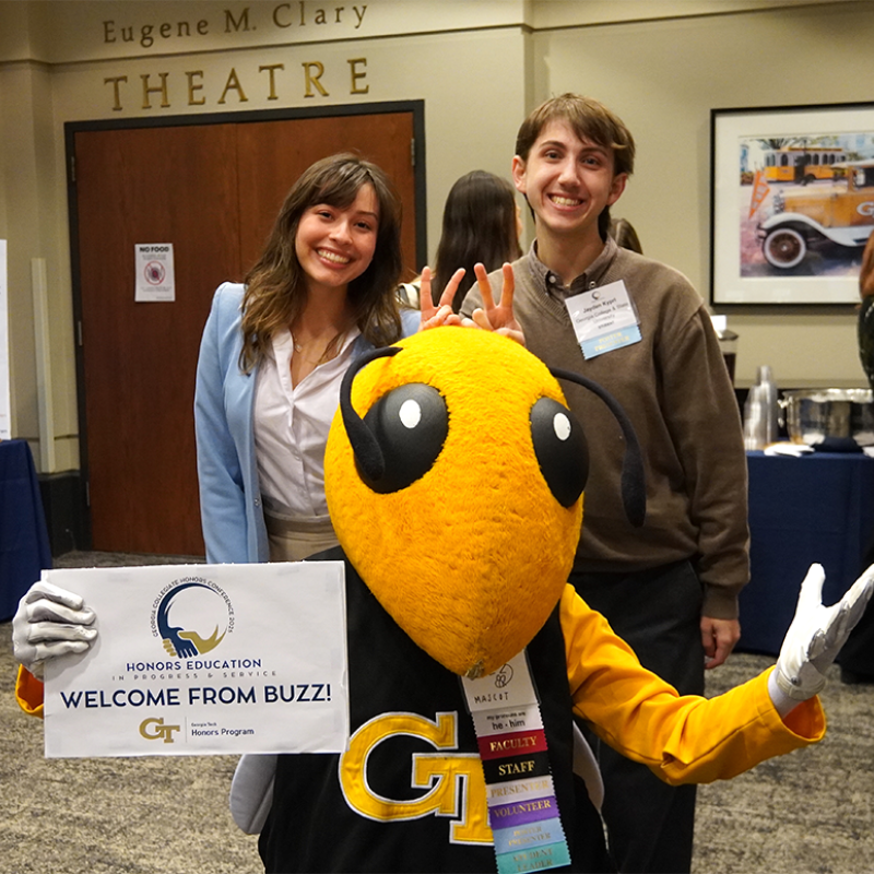 Buzz and students at the 2025 GCHC conference.